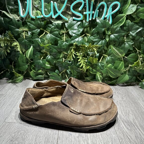 Olukai Moloa Men\'s Leather Slip On Shoes Water Beach Brown Size 9.5 main image 7